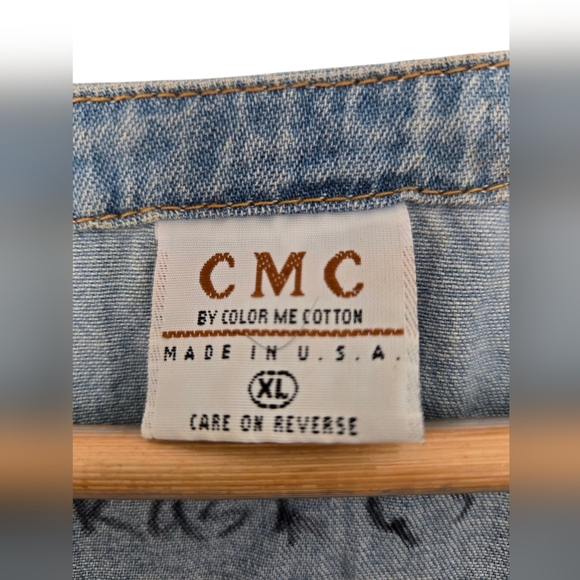 Color Me Cotton Hand Painted Denim Top Size XL - Picture 2 of 4